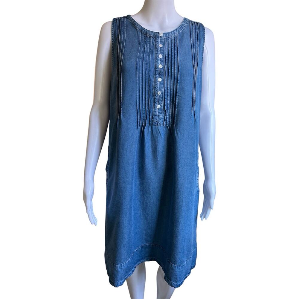 Coldwater Creek Tencel Chambray Dress Small NWT Pintuck Sleeveless Pockets